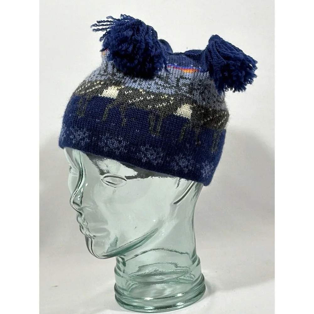 Maria Lammi Nordic Pom Beanie Hat Fair Isle Cottagecore Cozy Winter Knit